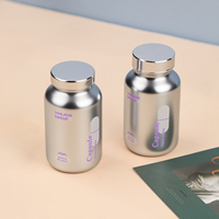 Versilberte Luxus-Glaskapsel-Flaschen für Nahrungsergänzungsmittel 150ml 200ml 250ml Bernsteinfarbener Gesundheitsbehälter mit Individuellem Logo
