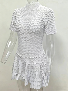 GX8963 <span class=keywords><strong>Abito</strong></span> da Festa di Lusso per Donna, Vestito Aderente con Maniche Corte e Glitter Scintillante - Product Image 6
