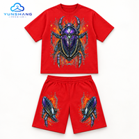 Ensemble deux pièces streetwear d'été pour homme : T-shirt et short en mélange de coton tricoté respirant 220g avec imprimé bio-armure de coléoptère