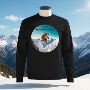 Holiday Valley Skiing T-shirt à manches longues avec motif d'ours de snowboard des États-Unis - Product Image 3