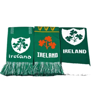 OEM Acrylic Knitting Ireland National Flag Soccer Scarf Club Fans Cheering Scarves