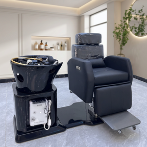 Beauty Salon Furniture Hair Washing <b>Chair</b> PU <b>Leather</b> <b>Recliner</b> Ceramic Shampoo Basin Head Spa Therapy <b>Chair</b> - Product Image 1