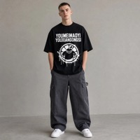 T-shirt décontracté YOUMEI pour homme, 100 % coton molletonné tricoté, coupe classique, anti-plis, manches courtes, 260g, imprimé numérique, col rond, style hip-hop