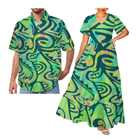 Robe à col en V de vacances de plage de Style tropical hawaïen tenue de couple de grande taille tenue décontractée pour femmes et chemise Aloha pour hommes