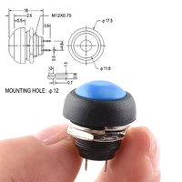 Mini interruptor redondo de botón pulsador momentáneo de encendido/apagado a prueba de agua de 12 mm PBS-33B para arduino
