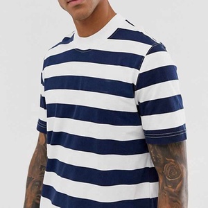 Wholesale High Quality Mens Fashion Shirts Heavyweight Bulk t Shirt Unisex 100% Cotton Anti-wrinkle O Neck <b>Plain</b> Striped t Shirt - Product Image 1