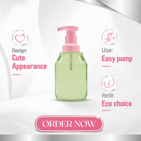 Flacon pompe moussant pour nettoyant visage PET 320 ml, emballage de savon liquide rechargeable pour soins de la peau, lavage, logo personnalisé, couleur OEM