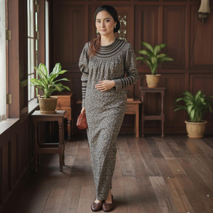 Robe Maxi A-Line Modeste et Écologique Viral Raya 2025 Tendance Baju Kurung Borong avec Soutien-Gorge Intégré, Sans Repassage, en Crêpe et Dentelle – En Stock - Product Image 2