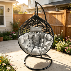 Wholesale Custom Outdoor Furniture Living Room Metal Egg Swing Chair with Quick-Dry Cushion for Patio <strong>Hanging</strong> Balcony <strong>Garden</strong> - Product Image 3