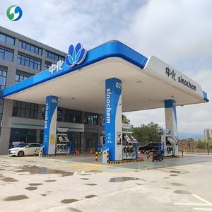 Cubierta de Acero Moderna Hecha a Medida con Tratamiento Anticorrosión para Gasolineras con Señalización para Gasolineras - Product Image 3