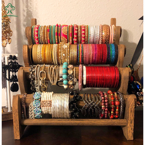Escaparate y almacenamiento en el hogar antiguo de madera 4 niveles joyería pulsera soporte de exhibición brazalete Scrunchie organizador titular para tienda - Product Image 6