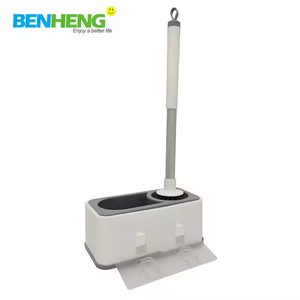 Ensemble de brosse de toilette en caoutchouc à montage mural moderne avec station de stockage, nettoyage en profondeur et en douceur, gain de place, accessoires de salle de bain - Product Image 2