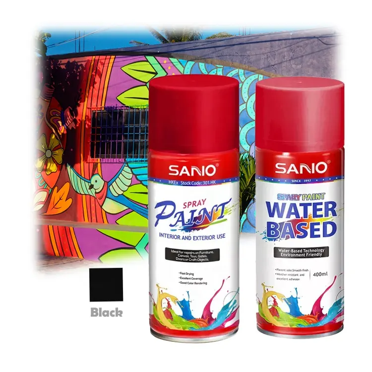 SANVO 400ml Colorful Liquid aerosol Spray Paint OEM paint Manufacturer for Metal Furniture Acrylic Resin spray paint