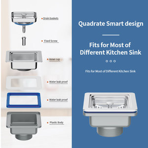 Ou Shunnuo Square Sink Drain Basket Stainless Steel Drop In Lifting Valve Kitchen Sink Accessory - Product Image 1