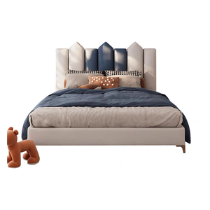 Cama Acolchada Suave, Muebles de <span class=keywords><strong>Dormitorio</strong></span> Modernos, Cama con Estructura de Madera y Cuero, Cama Nórdica para Niños, Muebles de Habitación para Niños - Product Image 6