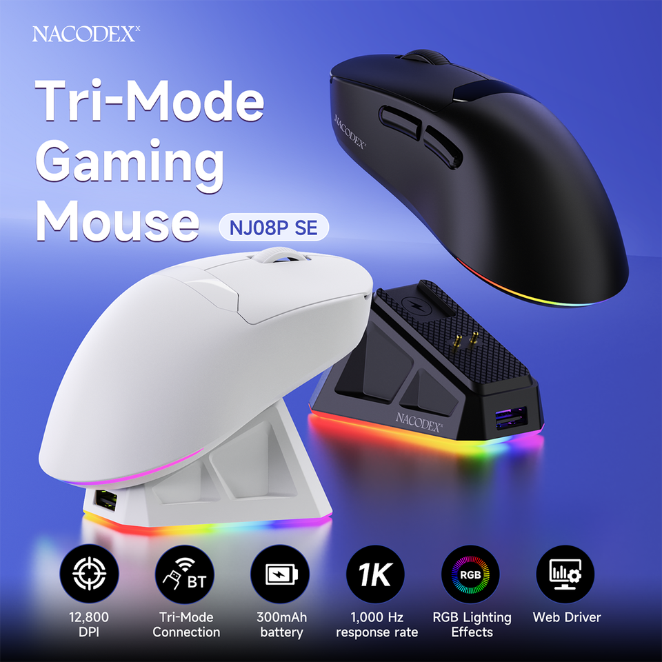 Ajazz NJ08P SE Mouse: 63-gram Tri-Mode Wireless Gaming Mouse 1K Polling ...
