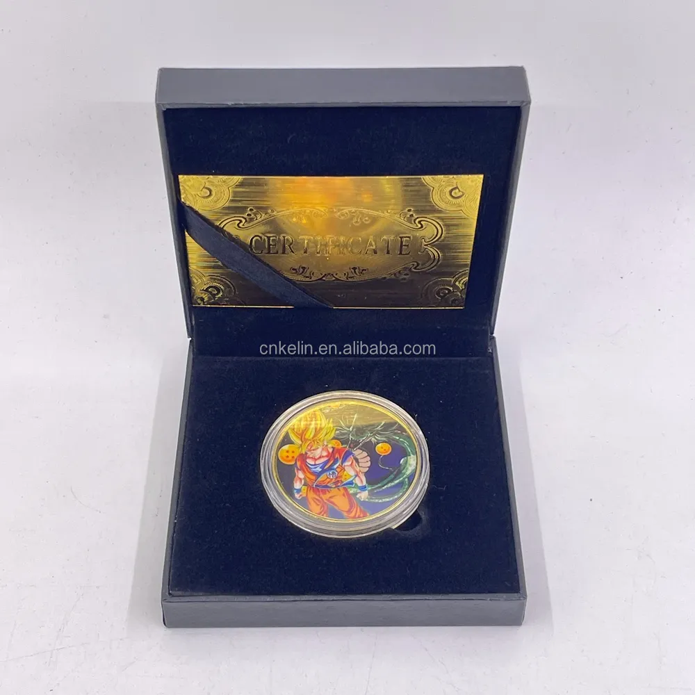 Nouveau Souvenir Japon Classique Anime Dragon Ball Goku Métal Plaqué Or Pièce