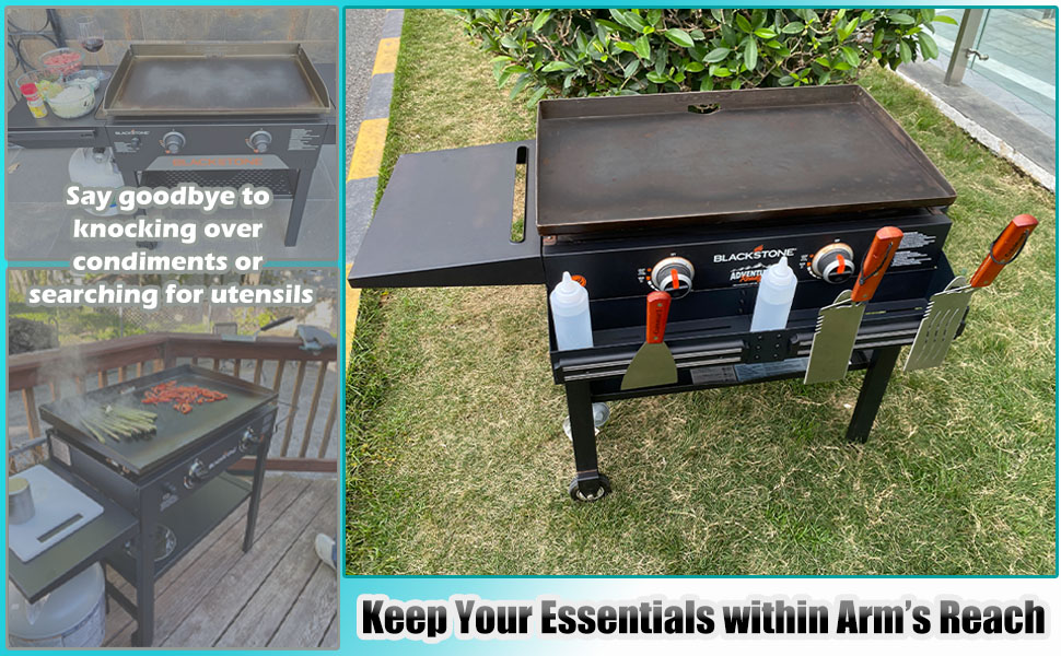 Large Capacity Front Tool Bottle Shelf Easy Access Grill Caddy for