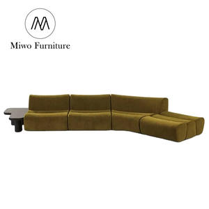 Mobilier italien ERNEST <span class=keywords><strong>canapé</strong></span> en bambou module design <span class=keywords><strong>canapé</strong></span> modulable incurvé hôtel club moderne centre de salon ensemble de canapés en velours - Product Image 1