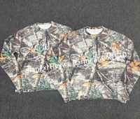 Custom Echte Boom Print Jacht Kleding Wandelen Camping Lange Mouwen T Shirts Grafische Lange Mouw Camoflouge Wafel Crew T-Shirt