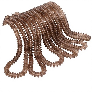 Cuentas de Cuarzo Ahumado con Corte Alemán en Forma de Rondelle de 8mm y 9mm, Cuentas de Cuarzo Natural en Hilo, Venta al por Mayor, 16 Pulgadas, Cuentas para Fabricación de Joyería - Product Image 1