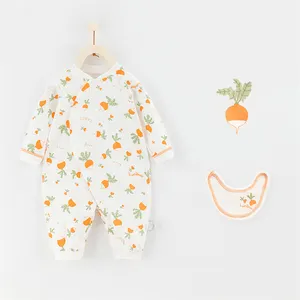 Ensemble 3 pièces de pyjama grenouillère pour bébé 100% coton imprimé personnalisé à la mode pour bébé barboteuses unisexes tricotées