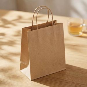 Factory Price Customized Printed logo <b>Small</b> Business <b>Gift</b> Cosmetics Packaging Brown Heavy Duty Paper Bag with Handles - Product Image 5