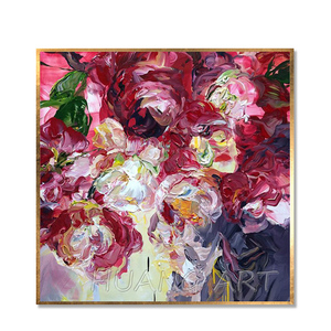 Nouveau peint à la main fleur rouge <span class=keywords><strong>couteau</strong></span> <span class=keywords><strong>peinture</strong></span> à l'huile grand mur Art fleur photo conception peintures œuvre pour la décoration de salon - Product Image 1