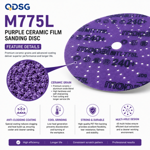 Discos de Lijado de Película Cerámica M775L de 6 Pulgadas y 49 Agujeros (<span class=keywords><strong>150</strong></span> mm), con Velcro, Papel de <span class=keywords><strong>Lija</strong></span> Abrasivo para Lijado de Madera, Metal y Automóviles - Product Image 3