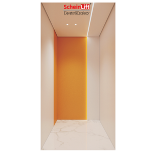 Ascenseur domestique sans engrenages à thème orange, capacité 400 kg, pour 2 à 5 étages, petit ascenseur sans gaine, alimenté en courant alternatif, moderne, pour villa et hôtel - Product Image 2