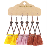 Gran oferta, pendientes bohemios con flecos de ganchillo, conjunto de joyería para mujer, pendientes largos bohemios Vintage con borlas hechos a mano para mujer 2025