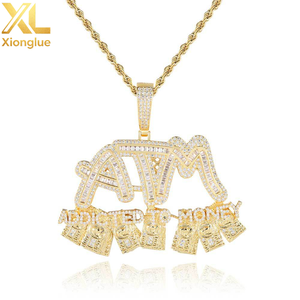 Collar de hombre con colgante de letra ATM de dólar, estilo hip-hop, popular, con circonita cúbica en forma de T, joyería de moda - Product Image 2