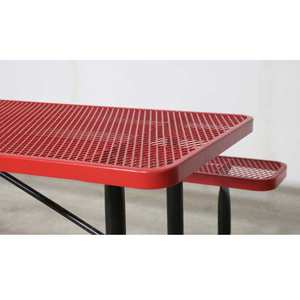 Meja piknik baja besar mewah komersial luar ruangan dengan bangku restoran sekolah di luar teras 72 inci 96 inci meja makan logam - Product Image 3