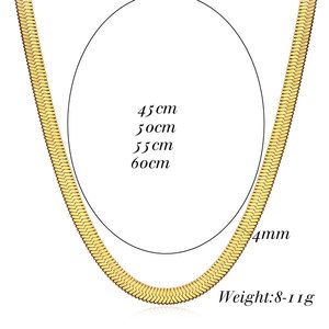 Minimalist Blade <b>Titanium</b> Steel Necklace 4mm Flat Snake <b>Chain</b> Unisex Fashion Jewelry Gift from Yiwu - Product Image 2