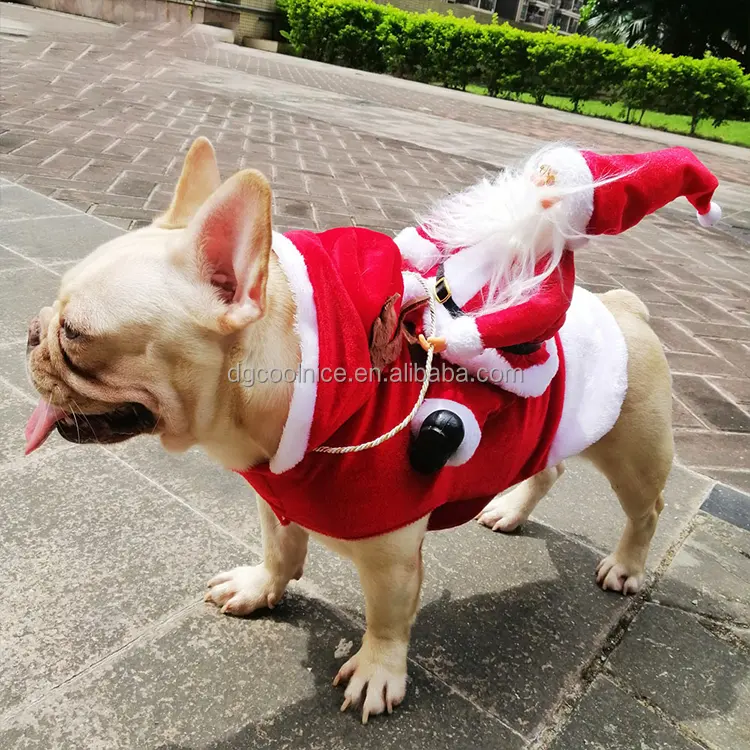 Christmas Dog Costume Funny Christmas Santa Claus Riding on Dog Pet Cat Holiday Outfit Clothes Dressing up for Halloween Xmas