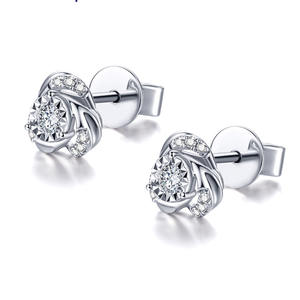 Eleganti orecchini a forma di fiore per donna, argento 925, placcato rodio, cristallo, strass, gioielli da sposa, design romantico - Product Image 3