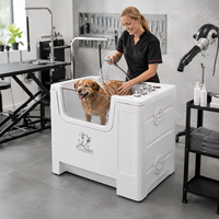 Bain pour chien électrique de luxe en acrylique à double pédale, fonctionnement mains libres, avec design empilable pour utilisation en salle de bain
