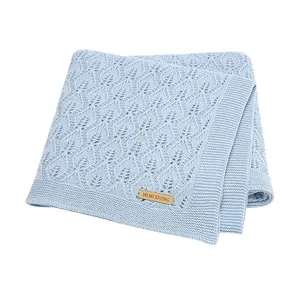 Mimixiong vendita calda in cotone 100% traspirante in maglia di coperta per bambini scava coperte morbide per neonati