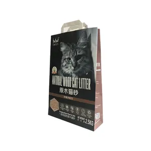 Custom printed Eco Friendly 2.5KG Kraft paper Tofu Cat litter box bag