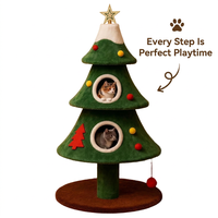 Arbre à chat en bois en gros avec cadre en bois, tour d'arbre de Noël, poteau à gratter en sisal, condo en peluche et plateformes multi-niveaux pour chats OEM