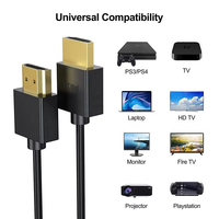 Câble HDMI noir Xput, 10 cm, 15 cm, 20 cm, 30 cm, 50 cm, 100 cm, ultra fin, plaqué or, 4K 2.0V 1080P, mâle-mâle