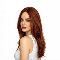 Perruque synthétique mi-longue droite en fibre haute température, raie au milieu, sans frange, pointes effilées, brun clair, pour femme, réglable, résistante à la chaleur 1