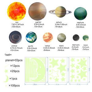 Adesivi <span class=keywords><strong>murali</strong></span> all'ingrosso-Glow in dark Night Glow Space pianeti e stelle decalcomanie da parete in vinile per decorazioni per la camera dei bambini - Product Image 5