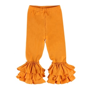 Pantalones para Niñas, Algodón Sólido, con Volantes, Leggings para Bebés, Ropa Infantil, Venta al Por Mayor - Product Image 4