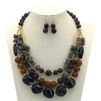 Nouvel ensemble de colliers multicouches perlés pour femmes, bijoux en pierre naturelle plaqué or, style bohème, cadeau de fête, boucles d'oreilles perles bleues et rouges
