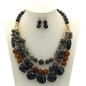 Nouvel ensemble de colliers multicouches perlés pour femmes, bijoux en pierre naturelle plaqué or, style bohème, cadeau de fête, boucles d'oreilles perles bleues et rouges - Product Image 5
