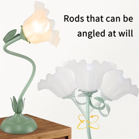 Lampe de bureau LED romantique en forme de fleur, ampoule E26, 3 températures de couleur réglables, lampe de chevet à col de cygne pour chambre à coucher, salon, lecture