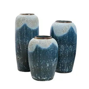 Vaso de chão europeu minimalista, vaso de chão grande com suporte azul para decoração, vasos para sala de estar, sala de estar