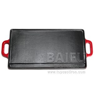 Plaque de cuisson réversible rectangulaire en <span class=keywords><strong>fonte</strong></span> émaillée avec poignées - Product Image 2