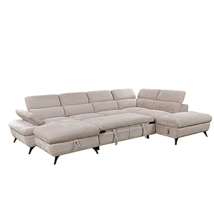 Sofá Cama Seccional en Forma de L de Dos Plazas con Diseño Europeo, Tapizado en Tela, con Almacenamiento y Esponja, Ideal para Sala de Estar, Apartamentos y Centros Comerciales - Product Image 2